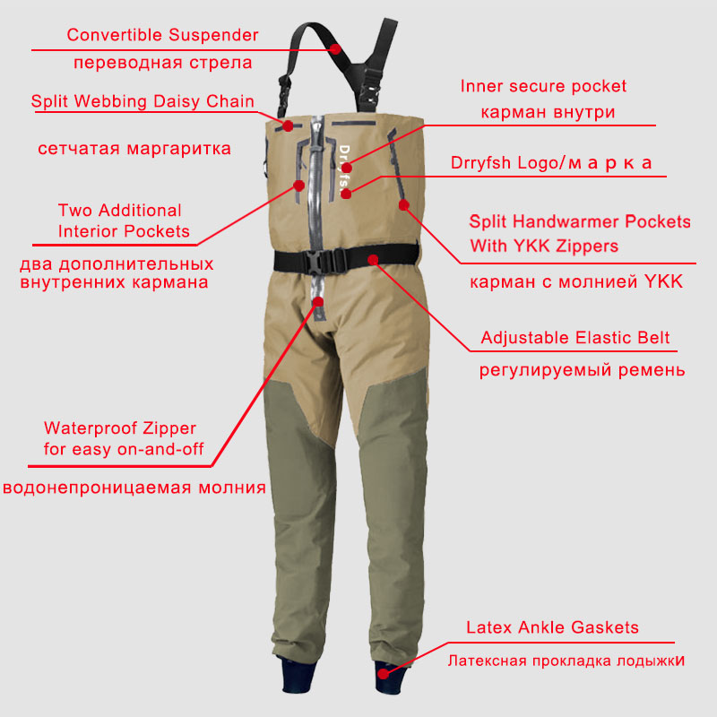 Zippered Waterproof Wader With - Fishing Waders recension och pris